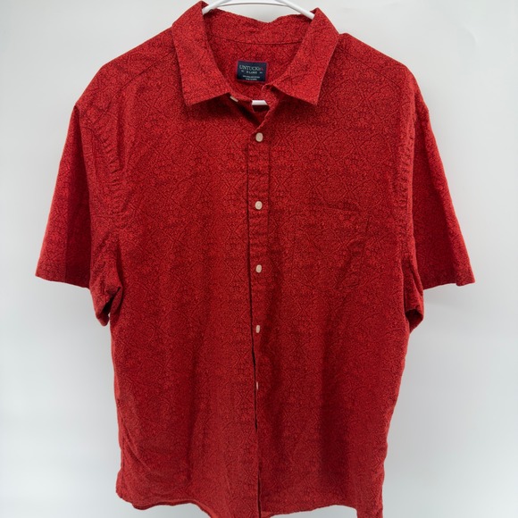 UNTUCKit Men's Red Paisley Short Sleeve Button Down Shirt X Large - Picture 2 of 6